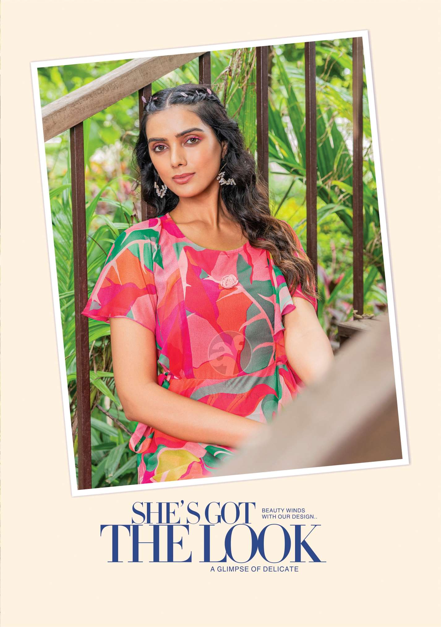 CORAL CHARM VOL 3  PRINTED VISCOSE PREMIUM CHIFFON DESIGNER KURTI WITH  FANCY BROOCH BY AF BRAND 1005 C